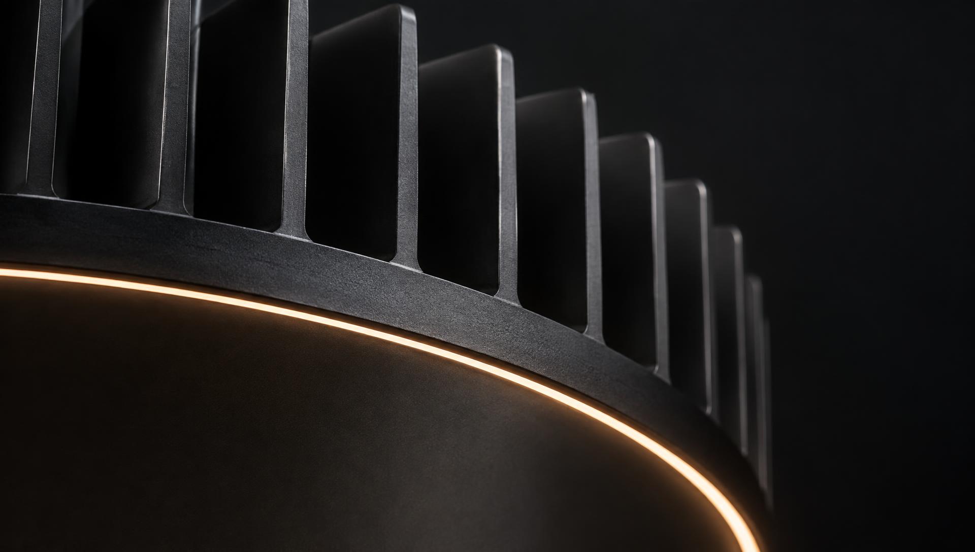 Dettaglio macro di un corpo illuminante LED professionale