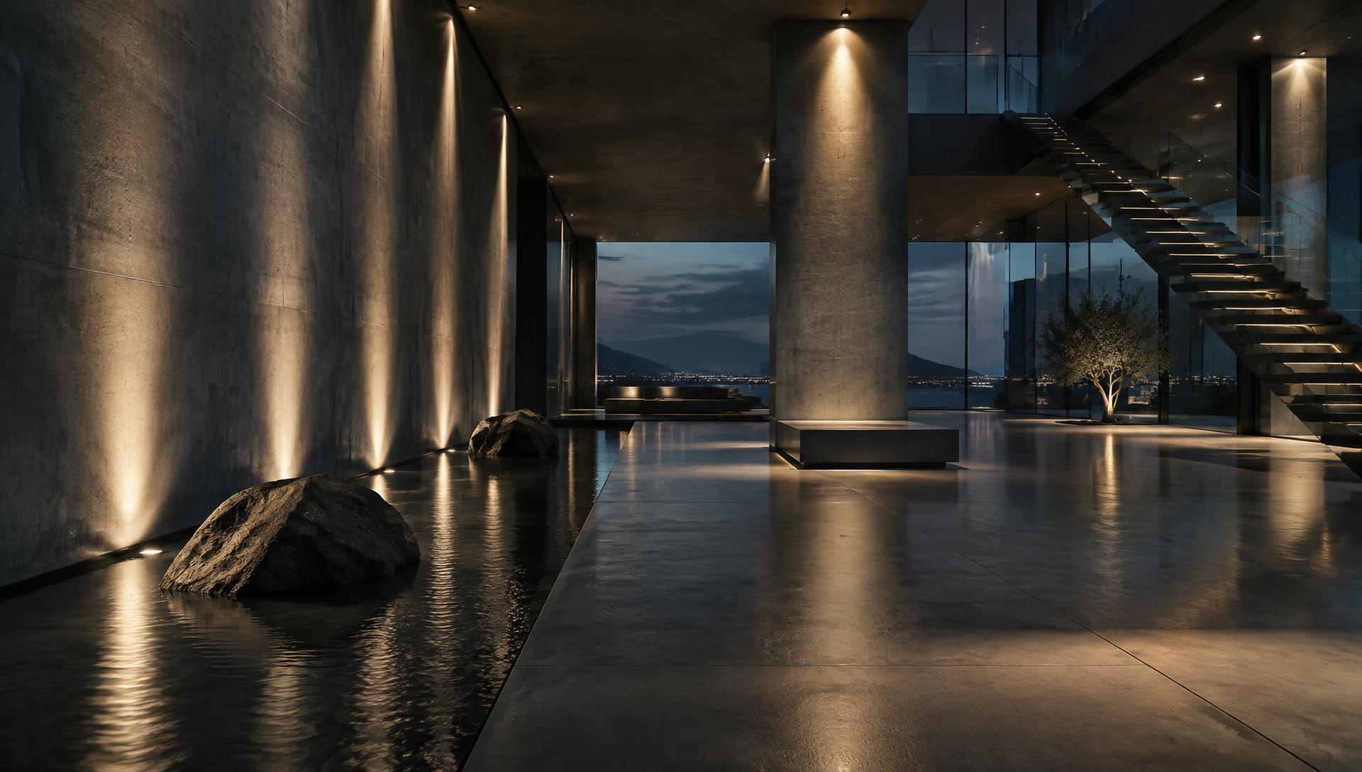 Installazione di illuminazione LED professionale in uno spazio architettonico